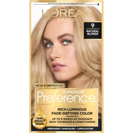 L'Oréal Paris Superior Preference Fade-Defying + Shine Permanent Hair Color, 9 Natural Blonde (1 Kit) Hair Dye