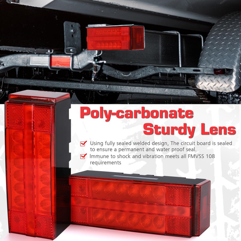 LINKITOM LED Submersible Rectangular Trailer Tail Light Kit, Super Bright