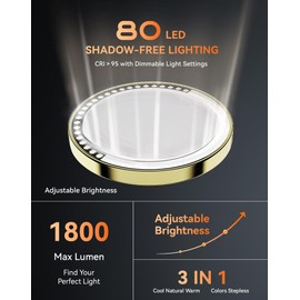DOWRY 4000 mAh Rechargeable Lighted Makeup Mirror 10x Magnification Vanity Mirror Tabletop Two-Sided Swivel Gifts for Women Wife Mom Teengirls Mothers Day Gold Finish
