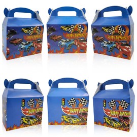 10PCS Hot Cars Theme Party Treat Boxs Goodies Candy Gift Bags for Party Favor Boxes with Handles Perfect for Birthday Party Wedding Christmas Baby Shower