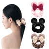 zhezesmila 3 Pack Velvet Mouse Ears Scrunchies with Bow for