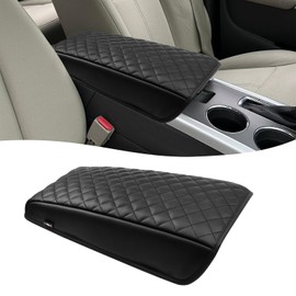 KBH Center Console Armrest Cover for Ford Edge 2011 2012 2013 2014, Vinyl Leather Interior Accessories, Car Arm Rest Cushion Pad, Anti-Scratch, Black