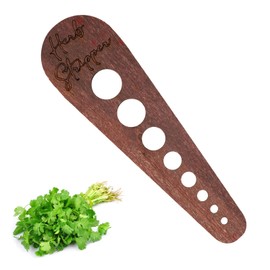Herb Stripper Tool, Wooden Herb Stripper Vegetable Leaf Remover 8 Different Aperture Designs Wood Stripping Strippers Suitable for Herbs, Parsley, Coriander, Thyme, Rosemary (Brown)