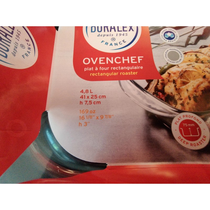 Duralex French OvenChef Deep 169oz Glass Roasting Baking Dish Pan