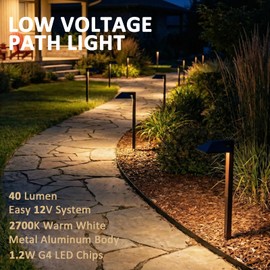 LL LIGHTING LIVING Low Voltage Pathway Lights 2PK Outdoor Landscape Lighting 1.2W 40 Lumen 2700K 12V AC Path Lights with Replacement Bulb Wire Connector Spike Stake for Garden Yard Driveway Lawn