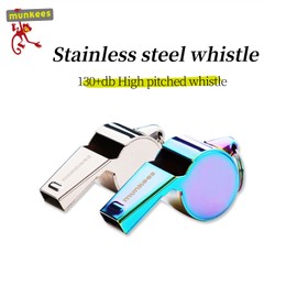 munkees Whistle, Mountain Climbing, Outdoor, Loud Whistle, Disaster Preparedness Goods, 304 Stainless Steel (Silver and Chain Included)