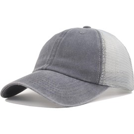 AOSMI Comfy Soft Vintage Washed Trucker Baseball Hat Adjustable Plain Blank Mesh Snapback Summer Sports Ball Cap Women Men Grey