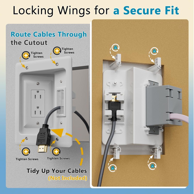 TV Cord Hider & in-Wall Cable Management Kit, Dual Outlet