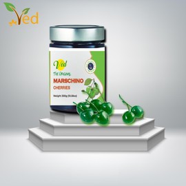 Ved Gourmet Original Red & Green Maraschino Cherries - Italian Cherry for Old-Fashioned Cocktails - Vegan Cocktail, Bourbon Cherries in Natural Syrup for Cocktail Garnish