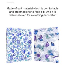 zalati Women Bibs 2 Pack Dining Scarf Clothing Protector Mouth Cloth Reusable Butterfly Flower Style for Dining Table, multicoloured