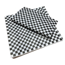 Black and White Checkered Dry Waxed Deli Paper Sheets, Paper Liners for Plastic Food Basket, Special for Wrapping Bread and Sandwiches(100PCS，11''x11.5'')