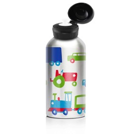 My Family Stainless Steel Kids Drink Bottle - BPA Free, Non-Toxic, Eco-Friendly, Reusable Water Bottle for Toddlers & Preschoolers (400ml) - Trucks, Car, Traffic