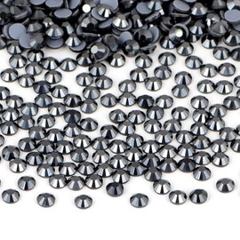 Bymitel Hotfix Crystal Rhinestones Round Gems Iron on DIY Jewelry Making Flat Back for Crafts,Jet Hematite, 3mm(SS12/2880pcs)