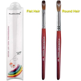 PCAORLEORS kolinsky Acrylic Nails Brush with Pure Mink Nylon Hair and Red Wooden Handle, Round Gel for Applying Acrylic, Size #8, 10, 12 (#10 (Flat/Round))