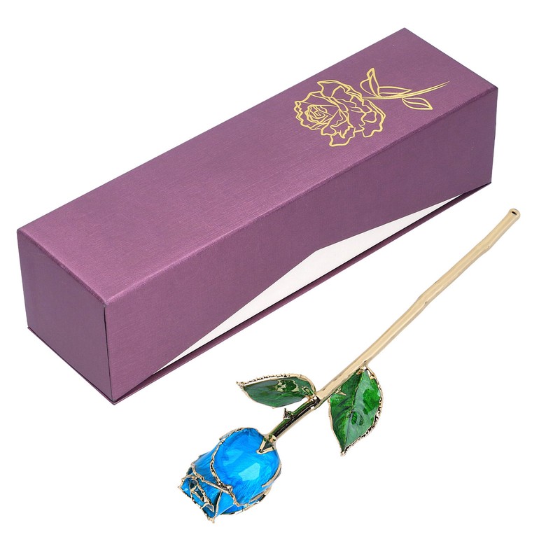 24K Gold Plating Rose Flower with Base Gift for Valentines