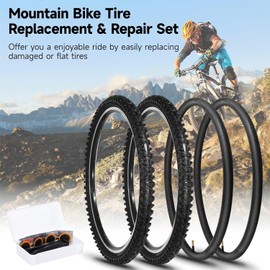 yeesport 2 Pack 26 x 1.95 Bike Tires with 26” X 1.75”-2.125” Bike Tubes, 26 Inche Bike Tire Bicycle Tire 26x1.95 for MTB, BMX, Commuter, Road and Trail Use