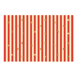 Paper Tablecloth 180 x 120 cm - Paper Tablecloth Striped with Stars - Tablecloth Table Cover as Party Tablecloth for Children's Birthday Party - Party Decoration & Table Decoration - Red Cream Gold