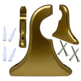 Wooden Drapery Curtain Rod Support Bracket Finial With Mounting Screw– Ideal for Up to 2-Inch (5Cm) Curtain Rod | Perfect for Window and Doors | Set of 2 (Golden, UP TO 1.25 Inch (3Cm)