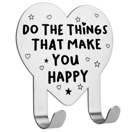 llxxeyopqdxz Positive Heart Key Hook for Wall, Inspirational Self Adhesive Stainless Steel Key Hook, Heart Wall Hook for Home Entry Room Doorway Mudroom Office, That Make You Happy Wall Hook YG354