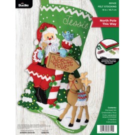 FolkArt, North Pole This Way Bucilla Felt Applique 18" Stocking Making Kit, 89742E