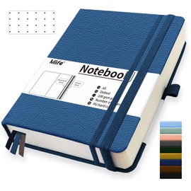 Mlife A5 Graph Paper Notebook,360 Pages Thickened Squared Notebook,Premium 100g/M² Ink Resistant Paper Thick,Pu Hard Cover Grid Notebook,Inside Pocket,Elastic Banded,Grid Paper for Writing&Diary(Blue)