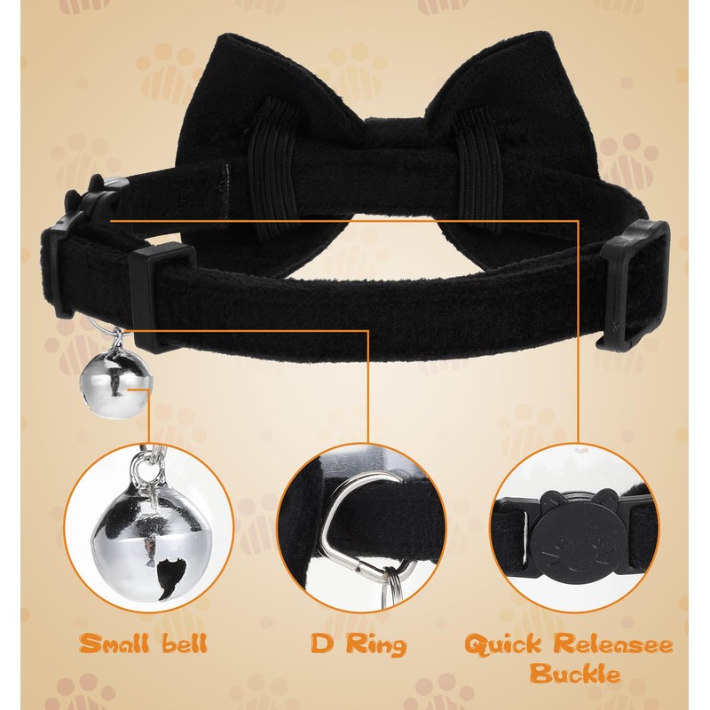 Dog Bow Tie Collar, Dog Collar with Bowtie Soft Velvet