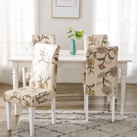 ARNTY Chair Covers, Set of 4/6, Jacquard Dining Room Chair Covers, Swing Chairs, Universal Covers for Chairs for Dining Room, Hotel, Kitchen, Ceremony (Brown Flowers, Set of 6)
