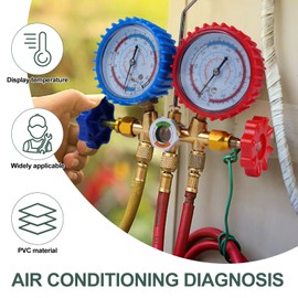 Rankomu Refrigerant Manifold Gauge Set, 3-Hose AC Charging Kit with R12, R22, R134A, R404A Pressure Scales, Brass Bi-Directional Valve, Color-Coded Hoses for Auto AC, Home & Commercial Refrigeration