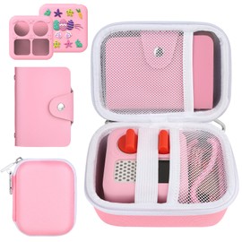 3PCS Card Holder Kit for Yoto Cards, Hard Travel Card Case Compatible with Yoto Mini Player,Mini Jacket for Yoto,Card Binder Hold up to Yoto 24 Cards(Pink)