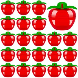 Woozettn 24PCS Plastic Apple Container Apple Shaped Candy Containers Jar Back to School Party Favor Teacher Appreciation Gift