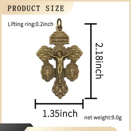 YionZian 6Pcs/12Pcs Metal Cruz Del Perdon Catolica Pardon Crucifix Pendant with St Benedict Medals and Milagrosa Medal for Rosaries Catholic DIY Rosary Making Supplies, Zinc, No Gemstone
