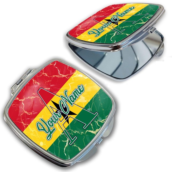 Bleu Reign Compact Personalized Pocket Mirror Custom Name Ghana Flag