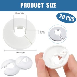 20 PCS Radiator Pipe Covers, Plastic Radiator Pipe Covers White Pipe Collars, Pipe Decoration Cover, White Radiator Pipe Collars, Water Pipe Covers Fit for 16 mm Diameter Pipe