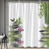 Zen Shower Curtain Green Bamboo Spa Garden Stone Meditation Japanese