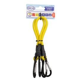 alca® Luggage Straps with Carabiner Pack of 2 40 cm Yellow Tie Down Straps Expander with Hook Adjustable & Stretchy - for Car, Bicycle, Motorcycle, Furniture & Transport