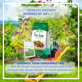 MYGP TR4 Organic Tree-Tone 6-3-2; 4 lb; Promote Healthy Tree Growth; with My Garden Pool PH Soil Test Strips 20 ct, and Gardening Claw Gloves and Garden-IQ, Smart Gardening AI Assistant!