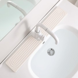 IMGROSE Faucet Mat for Kitchen Sink, Diatomite Stone Drying Sink Protectors, Bathroom Faucet Splash Guard, Quick Dry Water Absorbing, Non-Slip Stone Tray for Kitchen Counter, White, 23.6" x 3.9"