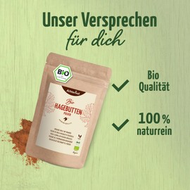 Rosehip Powder Organic 500 g | Whole Rosehip Ground | Fruity, Sweet-Spicy Aroma | 100% Organic Rosehip Powder in Raw Food Quality | from Achterhof