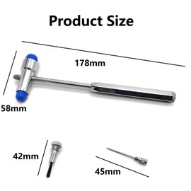 Neurological Reflex Hammer, Medical Neurological Hammer, Neuro Reflex Hammer with Double Plastic Head, Blue Medical Reflex Hammer for Skin Reflexes and Surface Reactions Examinations