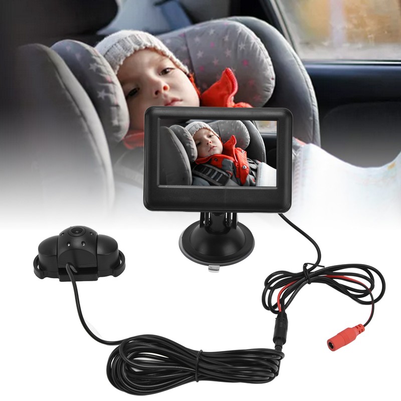 Baby Car Safety View Mirror Adjustable 4.3in Shatterproof Baby Car
