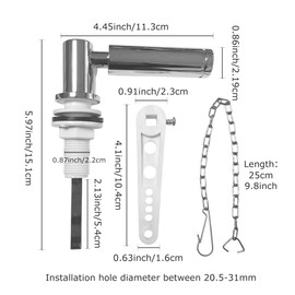 Toilet Flush Handle Eeplacement Kit Zinc Alloy Metal Ceramic Toilet Handle Replacement, Toilets Cistern Lever Arm with Chain - Adjustable Arm - Universal Toilets System(Color:Silver)