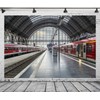 BELECO 2.1x1.5m Fabric Train Station Backdrop Train Platform Railroad Track