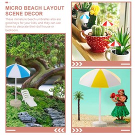 ERINGOGO 6pcs Miniature Beach Umbrellas Mini Beach Chair Parasol Beach Toys Mini Beach Parasol Mini Parasol Mini Toy Dollhouse Beach Decor Small Umbrella Model Mini Umbrella Wooden
