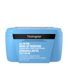 Neutrogena All-in-One Makeup Removing Cleansing Wipes - Face Cleanser - Eye Makeup Remover - Biodegradable - 25 Facial Wipes