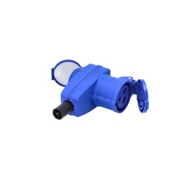cartrend Explorer CEE Angled Coupling 3-Pin & Earthing Contact Socket with Hinged Lid for Camping, Caravans, Motorhomes, Protection Against Moisture, IP44, Suitable for Cables up to 3 x 2.5 mm², Blue