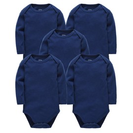 kavkas Long Sleeve Newborn Bodysuits Plain Baby Vest Undershirt Cotton Baby Clothes for Boys and Girls 5 Pack (6-9M)