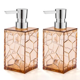 2 Pack Clear Brown Rust Proof Soap Dispenser, Acrylic Plastic Hand Soap Lotion Dispenser Set for Bathroom&Kitchen