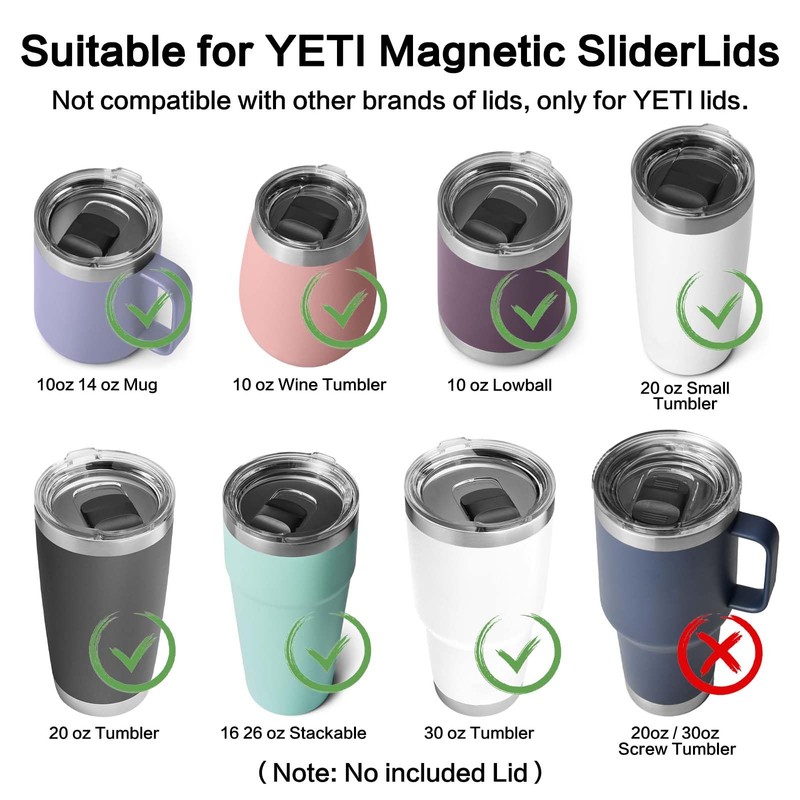 4Pack Magnetic Slider Replacement Block Compatible with YETI Rambler 10
