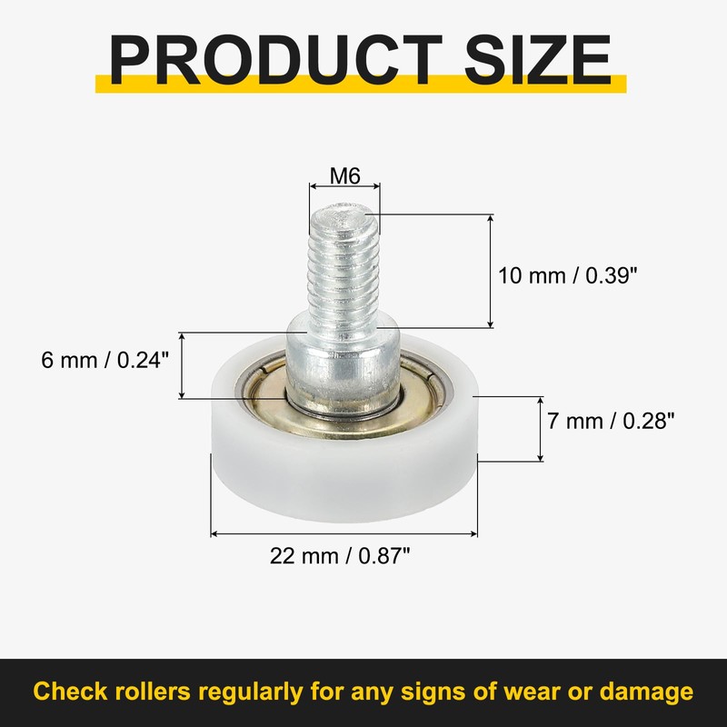 sourcing map 6 PCS Drawer Rollers 22mm x 7mm Wheel
