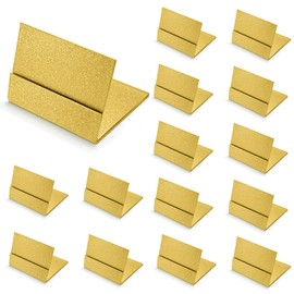 Slinvilopa Gold Metal Table Number Holders 15-Pack - Place Card Stands Stackable L-Shaped Card Holders for Weddings, Parties & Photo Displays（15pcs） 1.4"x1.2"x1"